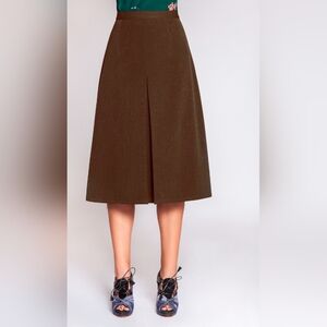 🛍️4 For $15🛍️Vintage Brown Pleated Midi A-Line Skirt